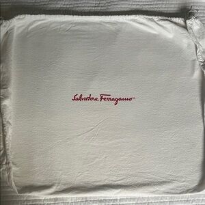 Ferragamo Extra Large Dust Bag White Felt Red Ferragamo Logo EUC 30x23 inches
